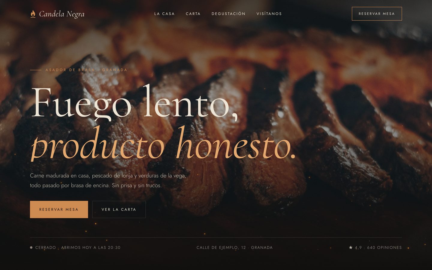 La web de Candela Negra en un ordenador
